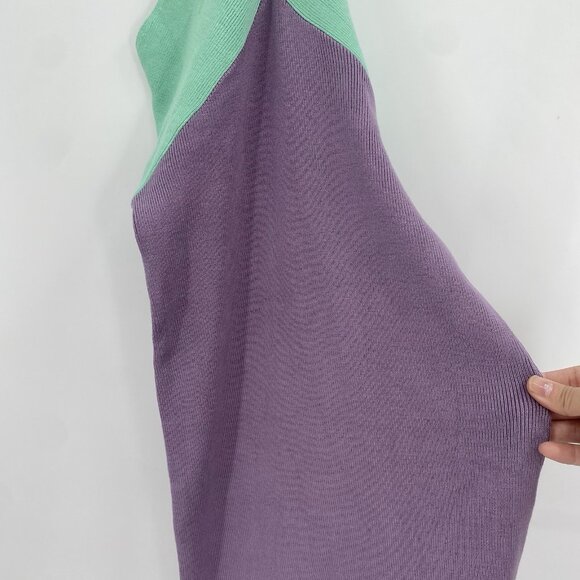 Le Superbe Dragon Fruit Purple Mint Ribbed Knit Halter Midi Dress Sz Small - Picture 8 of 14